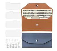 2 Pieces Cash Wallet,Money Holder for Budgeting Money Holder for Cash,Pu Leather Money Wallet,Cash Holder with Cash Envelope Tab,Cash Wallets for Women,Reusable for Cash Check Billing(Blue/Brown),