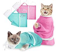 2 Pieces Cat Bath Bag Shower Net Bag for Cats Anti-bite Anti-Scratch Multifunctional Adjustable for Bathing, Nail Cutting, Clean Ears