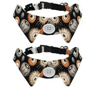2 Pieces Cat Collar Halloween Eyeball, Shirt Style Bow Tie, Adjustable Dog Collar with Bowtie for Small Dogs Puppies Cats Rabbits