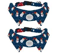 2 Pieces Cat Collar with Bowties, Cute Christmas Snowman Seamless Adjustable Dog Collar, Cute Pet Bow Tie for Small Medium Dogs Cats Puppies