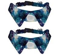 2 Pieces Cat Collar with Bowties, Mystery Universe Space Starry Sky Adjustable Dog Collar, Cute Pet Bow Tie for Small Medium Dogs Cats Puppies