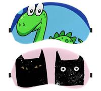 2 Pieces Cat Cute Retro Sleep Mask for Side Sleeper Men Women, Light Blocking Eye Mask Cover Eyeshade with Adjustable Strap, Night Blindfold