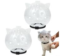 2 Pieces Cat Helmet For Grooming Pp Cat Muzzle For Nail Trimming Anti Bite TransparentCats Adjustable Hood With Breathable Holes Protector For Pet Bathing Shaving Prevent (WHite,S, 2pcs)