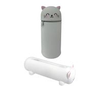 2 Pieces Cat Pencil Bag, Cute Pencil Bag, Fun Pencil Bag, Creative Silicone Pencil Bag, Student Stationery.