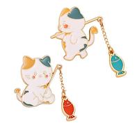 2 Pieces Cat Pin Cute Brooch Coat Collar Badge Clothing Bag Accessory for Women Men Girls Boys