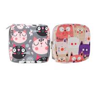2 Pieces Cat Print Storage Bag, Sanitary Napkin Storage Bag, Large Capacity Storage Bag, Youth Sanitary Napkin Bag, Reusable Storage Bag