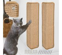 2 Pieces Cat Scratcher Mat Cat Furniture Protectors Sisal Scratching Pad Protecting Bed Sofa Scratch Mat Pad Rug 60 25CM(Brown)