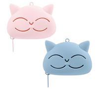 2 Pieces Cat-Shaped Silicone Makeup Sponge Holder - Breathable, Quick Drying, Shatterproof Storage Organizer for Powder Puffs and Blenders