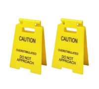 2 Pieces Caution Overstimulated Desk Signs,Office Desktop Do Not Approach Warning Sign,Funny Work Study Table Decorations for Coworker Teammate Boss (Yellow, Small)