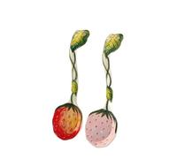 (2 Pieces) Ceramic Strawberry Spoon Long-Handled Ceramic Cute Long-Handled Spoon Household Soup Dessert Funny Cute Coffee