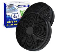 2 Pieces Charcoal Filters for Cooker Hood Ø 175 mm H 35 mm with the Original Code 49037930 for Candy for Haier KF561 for Bomann AS0015184 for Fagor CF110 for PKM MIZ0023 for Respekta - MONTERAL