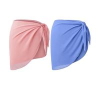 2 Pieces Chiffon Lace-Up Shawl, Women'S Beach Blouse, Swimsuit Wrap Skirt, Swimsuit Apparel Accessories.