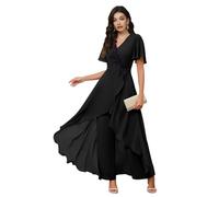 2 Pieces Chiffon Mother of The Groom Trouser Suits Womens Trouser Suits for Wedding Guest Black 26