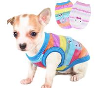 2 Pieces Chihuahua Cute Dog Clothes Puppy Winter Extra Small Pet Dachshund Warm Fleece Sweater Shirt Vest for Mini Newborn Dogs (Set-D, Medium(5.5-7 lbs))