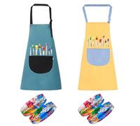 2 Pieces Children'S Painting Aprons, 2 Pairs Of Sleeves, Cooking Aprons For Boys And Girls, Baking Aprons, Adjustable Aprons