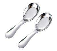 2 pieces children's spoons made of stainless steel for porridge, soup, and desserts robust short spoons for home and on the go