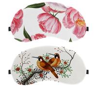 2 Pieces Chinese Painting Two Birds on a Tree Branch Sleep Eye Mask for Side Sleeper, Sleeping Mask, Light Blocking Eye Mask, Soft Eye Shade Cover for Travel, Nap, Plane