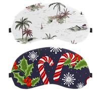 2 Pieces Christmas Elements Candy Snowflake Sleep Eye Mask for Side Sleeper, Sleeping Mask, Light Blocking Eye Mask, Soft Eye Shade Cover for Travel, Nap, Plane
