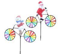 2 Pieces Christmas Pinwheels Waterproof Yard Wind Spinners 3D Large bi-ke And Snowmen Windmill For Christmas Decoration Indoor Or Oudoor 53x90x1 Cm