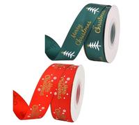 2 Pieces Christmas Ribbon for Gift Wrapping,Green Ribbon Xmas Red Ribbons Satin Cake Decorations Snowflake Wrap Gifts Tree Frill Decoration Festive Wrap Cakes Presents Frills,for Embellish Decorative
