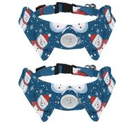 2 Pieces Christmas Snowman Cute Snowflake Dog Collar with Bowtie, Adjustable Cute Lapel Design Bow Tie Pet Collar for Small Dogs Puppies and Cats