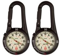 2 Pieces Clip on Carabiner Watch Backpack FOB Belt Loop Watch Unisex Watch for Doctors Nurses Outdoor Activities Paramedics (Black with White Face)