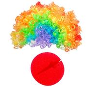 2 Pieces Clown Costume Supplies Clown Wig with Nose Set Halloween Party Clown Dress Up Accessories Props