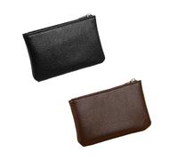 2 Pieces Coin Purse,Lychee Pattern Small Coin Purse Women,Portable Leather Zipper Coins Purses,Women's Mini Coins Wallet,Suitable for Womes Credit Card ID Key Headset Lipstick (Black&Brown)