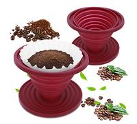 2 Pieces Collapsible Pour Over Coffee Dripper, Portable Camping Pour Over Coffee Maker, Reusable Silicone Pour Over Coffee Filter for Backpacking Hiking Camping Home Office