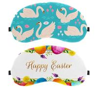 2 Pieces Colorful Happy Easter Eggs Sleep Mask, Completely Block Out Light Eye Mask for Side Sleeper, Zero Eye Pressure Night Blindfold, Adjustable Eye Shade Cover