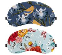 2 Pieces Colorful Painted Flowers Red Yellow Sleep Mask, Completely Block Out Light Eye Mask for Side Sleeper, Zero Eye Pressure Night Blindfold, Adjustable Eye Shade Cover