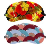 2 Pieces Colorful Spanish Fan Pattern Eye Mask, Sleep Mask for Side Sleeper, Soft Sleeping Eye Mask for Women Men, Complete Light Blocking, Zero Pressure Night Blindfold