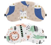2 Pieces Colorful Zoo Sleep Mask for Side Sleeper Men Women, Light Blocking Eye Mask Cover Eyeshade with Adjustable Strap, Night Blindfold