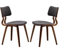 2 Pieces Comfortable Dining Chair Set - Multifunctional Leisure Chair with Fabric Cushion & Wooden Frame - Perfect for Coffee & Milk Tea Conversations Seat Height 46cm