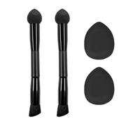 2 Pieces Concealer Brush And 2 Pieces Fingertip Powder Puff, Beauty Supplies, Cosmetic Applicator, Portable Makeup Tool (Black).