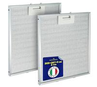 2 Pieces Cooker Hood Grease Filter Aluminium 305 x 267 x 9 mm with the Original Code 405525042-9 4055250429 for AEG for Electrolux GRI0009219A for Elica - MADE IN ITALY - MONTERAL