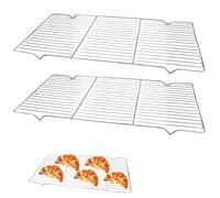 2 Pieces Cooling Racks for Cooking and Baking,Stainless Steel Wire Grill Rack Grid,41 x 20 x 1.6cm Heavy Duty Baking Cooling Rack,Dishwasher Safe,Rectangle Baking Tray Rack for Cake,Meat and Bread
