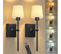 2 pieces Cordless Wall Light Rechargeable Indoor, Retro Wall Sconce with Remote Control Dimmable Without Power Connection Wall Lamp Gold Rechargeable with Timer Wall Reading Lamp,Black (Black)