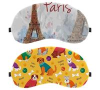 2 Pieces Corgi Dog Pug Cute Ball Bone Paw Print Sleep Mask, Eye Mask for Men Women, No Pressure Night Eye Cover, Breathable Sleeping Eye Mask, Light Blocking