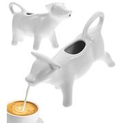 2 Pieces Cow Milk Jug, Ceramic Cow Shaped Milk Jug, Cow Gravy Boat, Creative Cow Shaped Coffee Cream Dispenser, Animal Cow Shaped Serving Pitcher,Porcelain Cream Jug For Water Coffee Milk Coffee Juice
