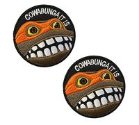 2 Pieces Cowabunga It is Funny Frog Tactical Patch Military Hook & Loop Embroidered Applique Emblem Patch for Bags Caps Backpack Uniform Vest Clothes Tactical Travel Biker or Collect