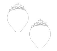 2 Pieces Crown Tiaras, Women's Crown Hair Accessories, Pearl Princess Crowns, Girls' Costume Tiaras, Heart Shaped Princess Crowns, Head Decoration Accessories