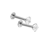 2 Pieces Crystal Rhinestone Nose Ring Bone Stud Steel Body Piercing Jewelry | Surgical stainless steel rhinestone silver 1.2x8x4mm 1 pair nose stud earring tongue bar Multipurpose