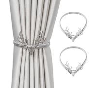2 Pieces Curtain Straps, Deer Head Decorative Curtain Buckles, Metal Curtain Ties, Silver Curtain Decoration, Curtain Buckle Straps, Curtain Retainers