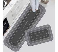 2 pieces Cushioned kitchen rug set,grey rugs for kitchen,L-shape waterproof standing anti fatigue mat area runner rugs for kitchen sink laundry room,40x60cm+40x120cm