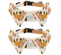 2 Pieces Cute Capybaras with Citrus Fruit Pattern Dog Collar with Bowtie, Adjustable Cat Collar for Small Dogs Puppies Cats Rabbits, Neck 11.2-12.2 in
