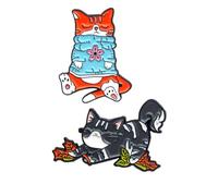 2 Pieces Cute Cat Enamel Pins Carton Animal Brooches Lapel Pins for Clothing Backpacks Clothing Badges Party Decoration Gift