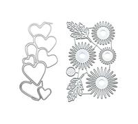 2 Pieces Cutting Dies, Flower Heart Knife Dies, Metal Embossing Dies, Diy Decorative Stamping Templates, Greeting Card Cutting Dies, For Diy Scrapbook, Photo Album 3D Decoration