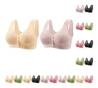 2 Pieces Daisy Bras For Older Women Uk Front Closure No Underwire Push Up Plus Size Bra Comfy Convenient Breathable Everyday Soft Lingerie High Support Underwear Soft Comfort Mastectomy Bras Pockets