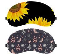 2 Pieces Dark Background Birds Flowers Eye Mask, Sleep Mask for Side Sleeper, Soft Sleeping Eye Mask for Women Men, Complete Light Blocking, Zero Pressure Night Blindfold